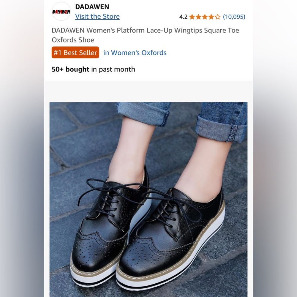NWT Black Platform Oxford Shoes | Wingtip Brogue | Lace-Up | Women’s Size 8 - Picture 9 of 13